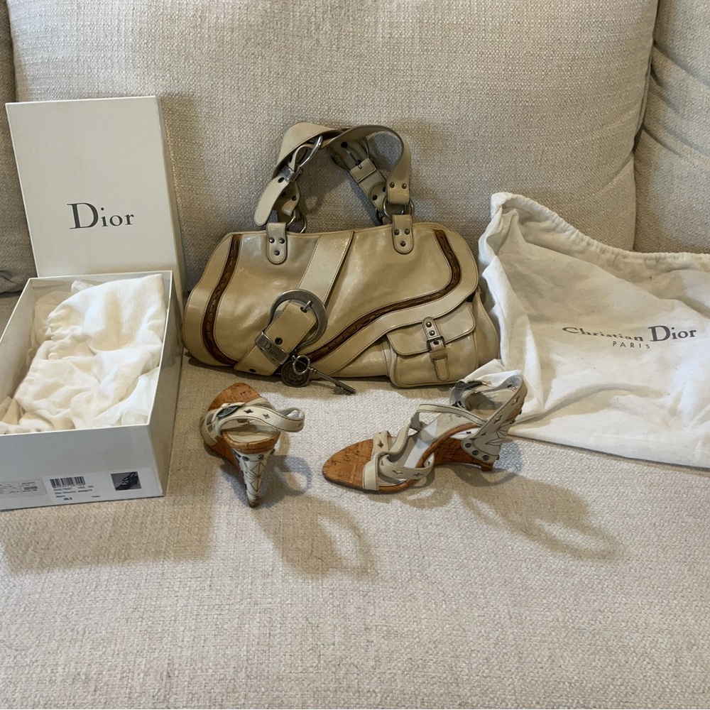 Authentic Christian Dior leatherWedge Heel.  Size 5.5.   Worn once.